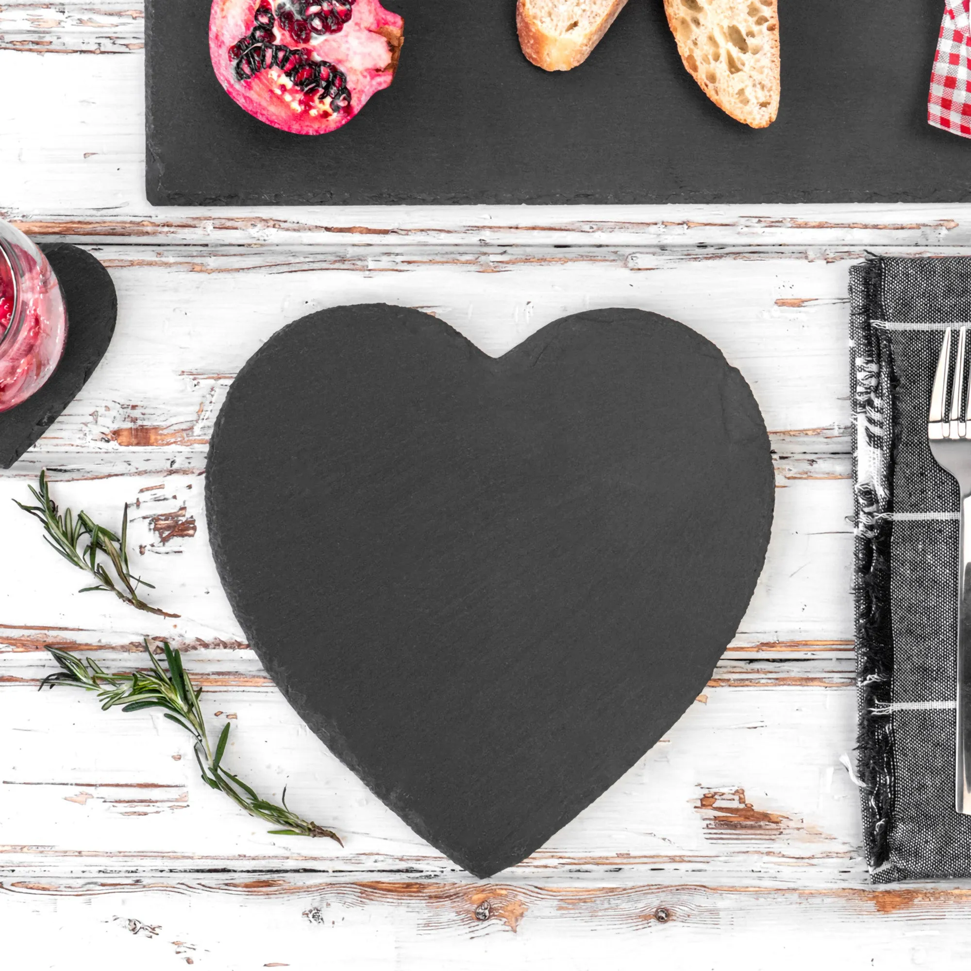 25cm Heart Slate Placemats - Pack of Six - By Argon Tableware