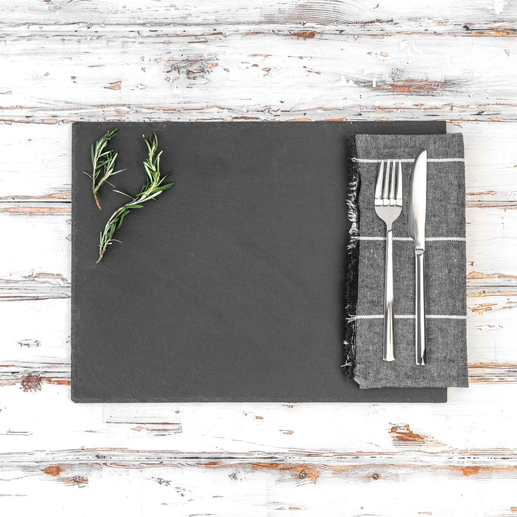 30cm x 20cm Rectangular Slate Placemats - Pack of Six - By Argon Tableware