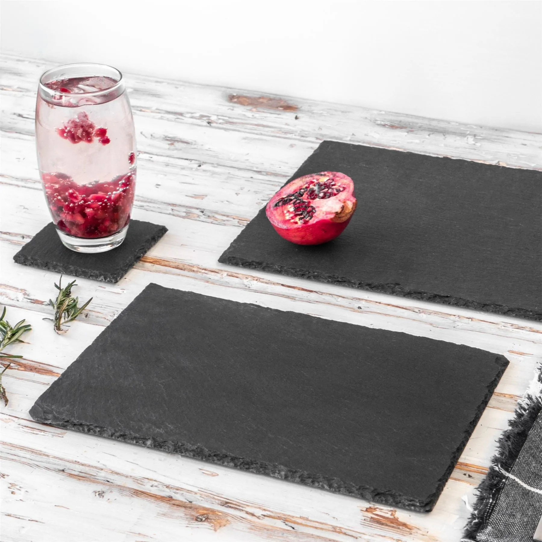 30cm x 20cm Rectangular Slate Placemats - Pack of Six - By Argon Tableware