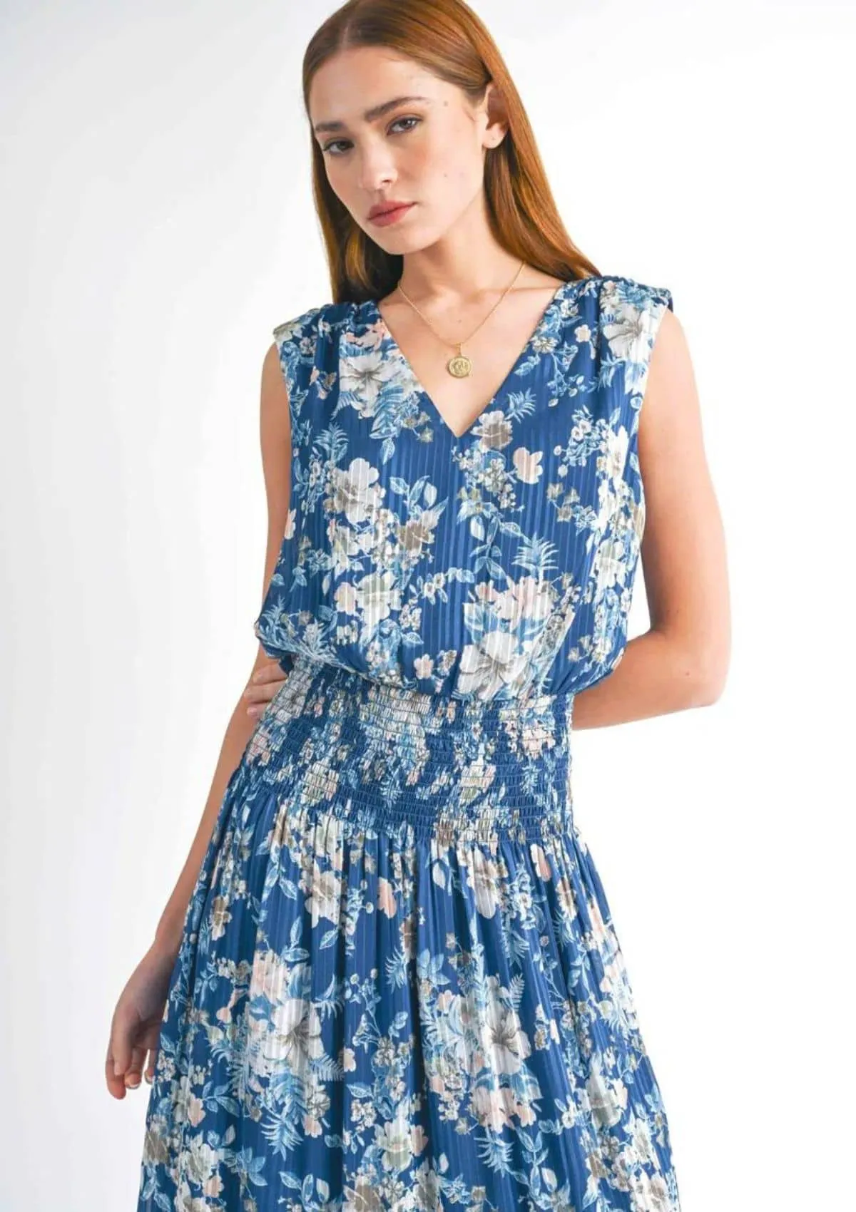 Adele Midi Dress - Navy Floral