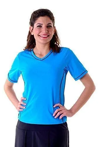 Adventure Chic V Neck Short Sleeve Swim Shirt - Chlorine Proof