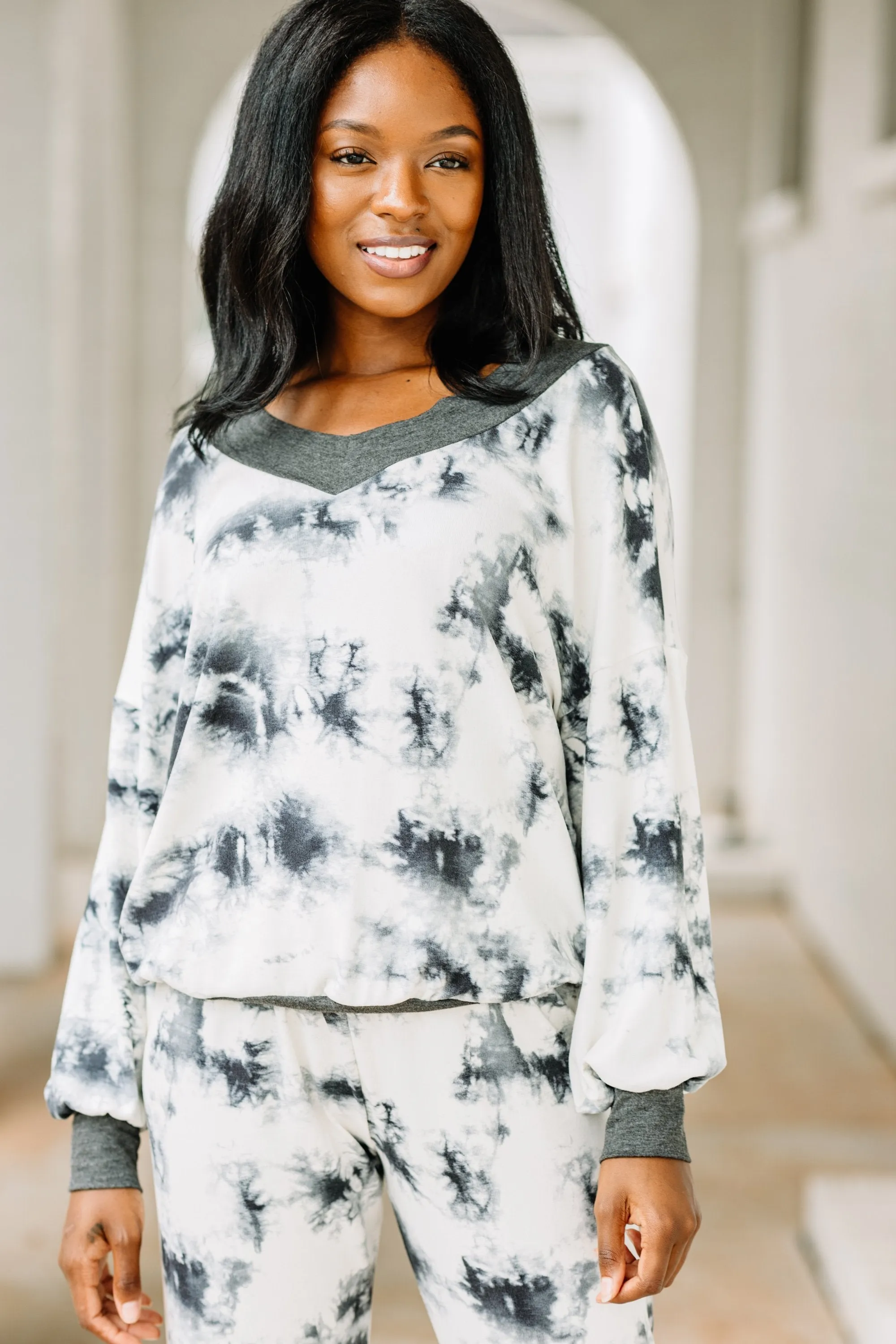 All About the Detail Ivory White Tie Dye Top