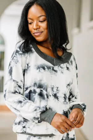 All About the Detail Ivory White Tie Dye Top