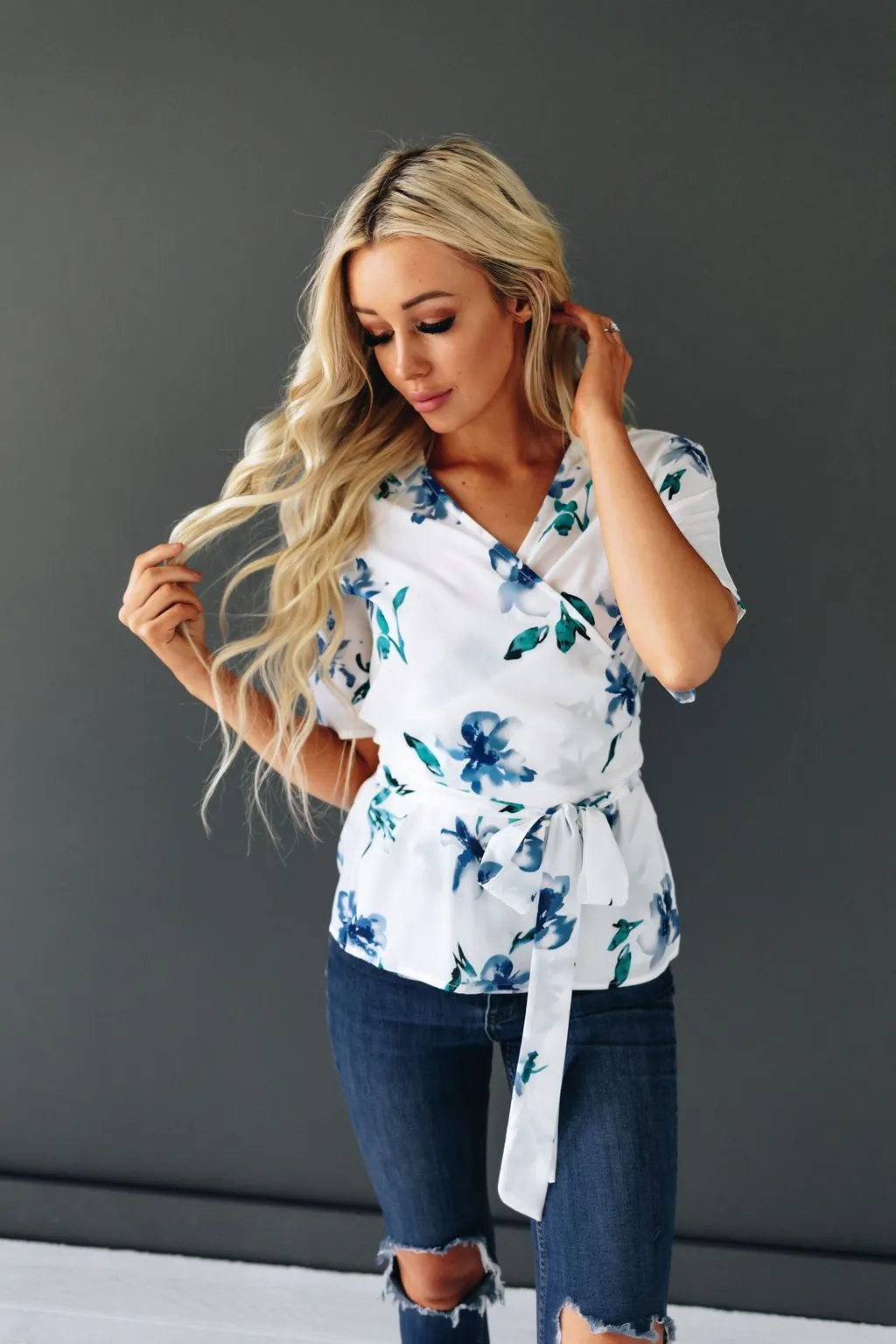 All Of Me Floral Tie Detail Top