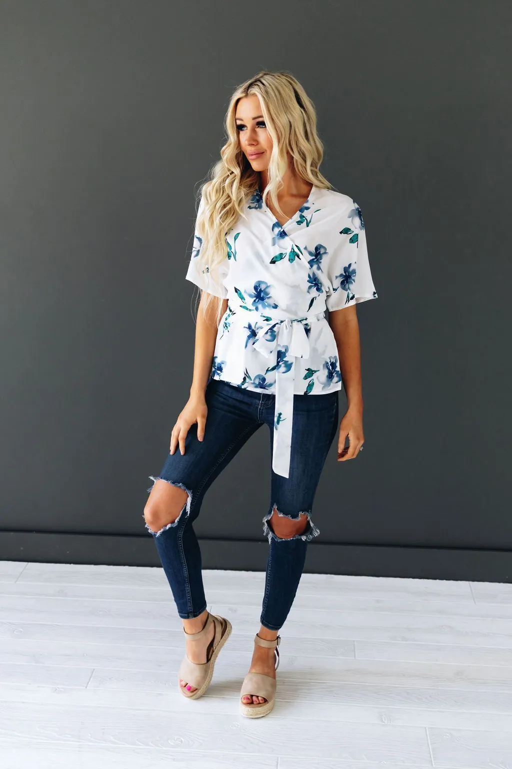 All Of Me Floral Tie Detail Top