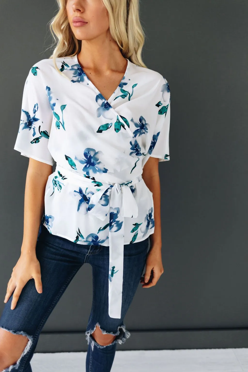 All Of Me Floral Tie Detail Top