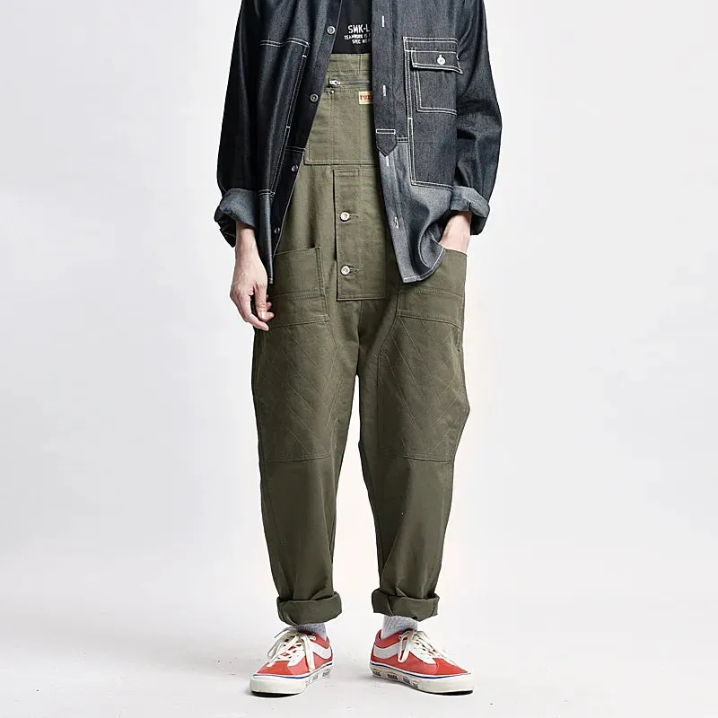 Amekaji Multi-pocket Overalls Retro Casual Loose Baggy Cargo Pants