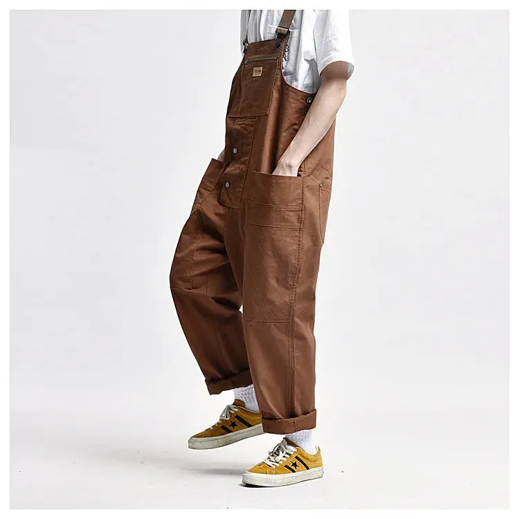 Amekaji Multi-pocket Overalls Retro Casual Loose Baggy Cargo Pants