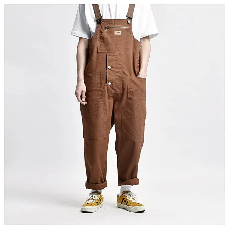 Amekaji Multi-pocket Overalls Retro Casual Loose Baggy Cargo Pants