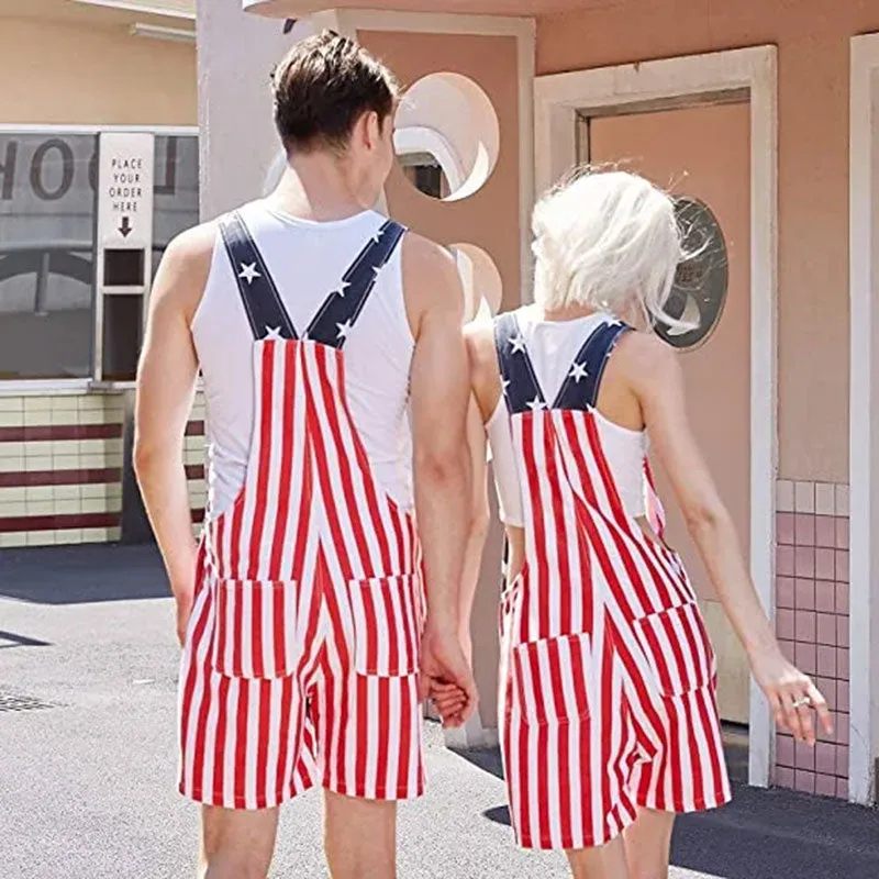 American Flag Unisex Overalls Shorts