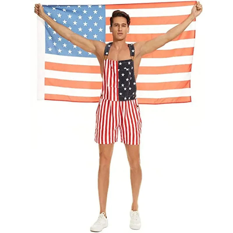 American Flag Unisex Overalls Shorts