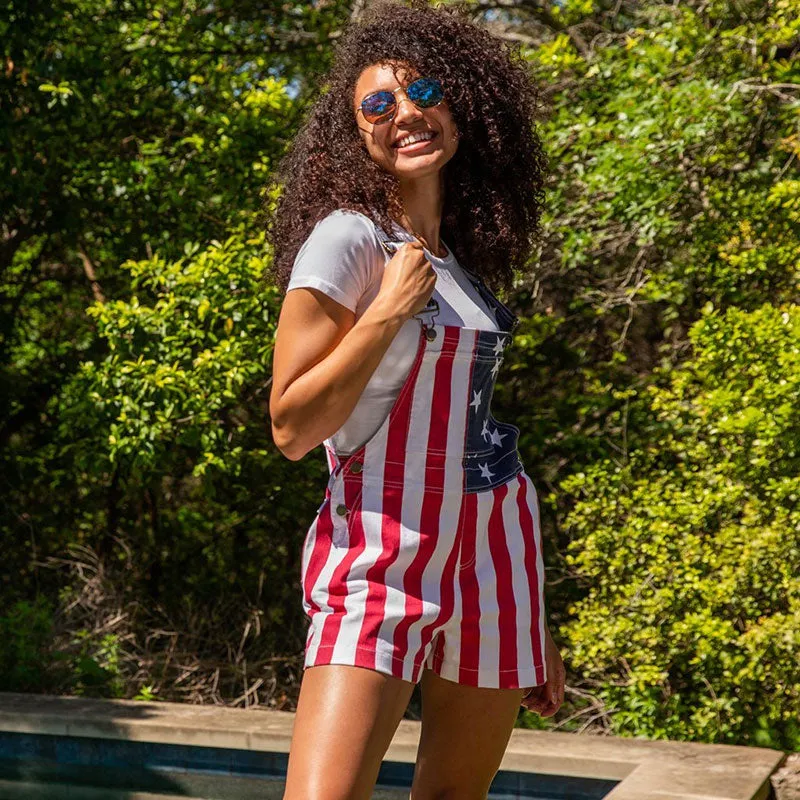 American Flag Unisex Overalls Shorts