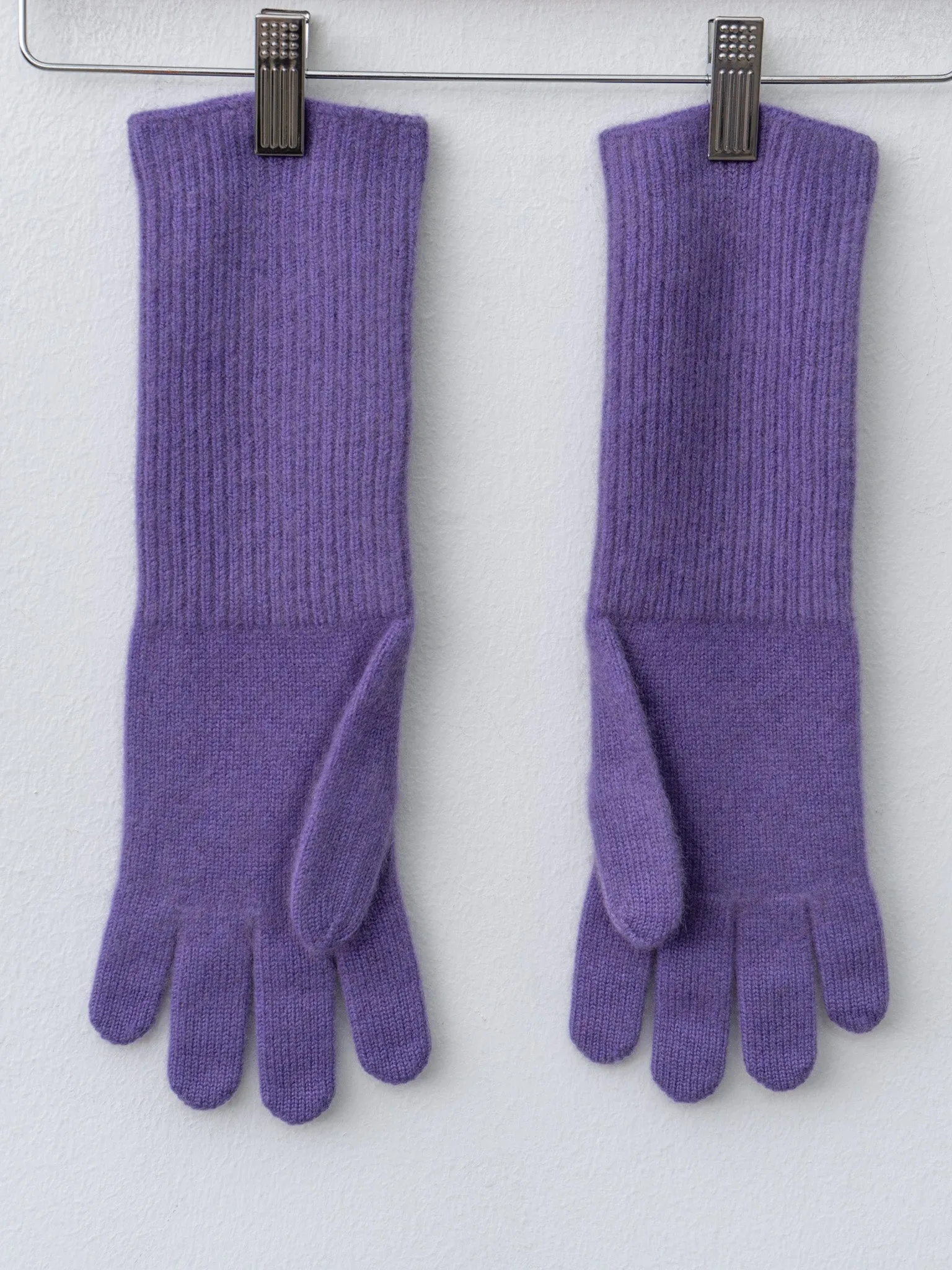 Baby Cashmere Knit Long Gloves - Purple