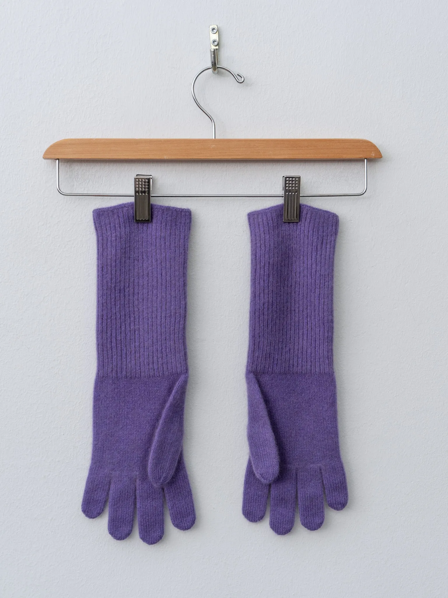 Baby Cashmere Knit Long Gloves - Purple