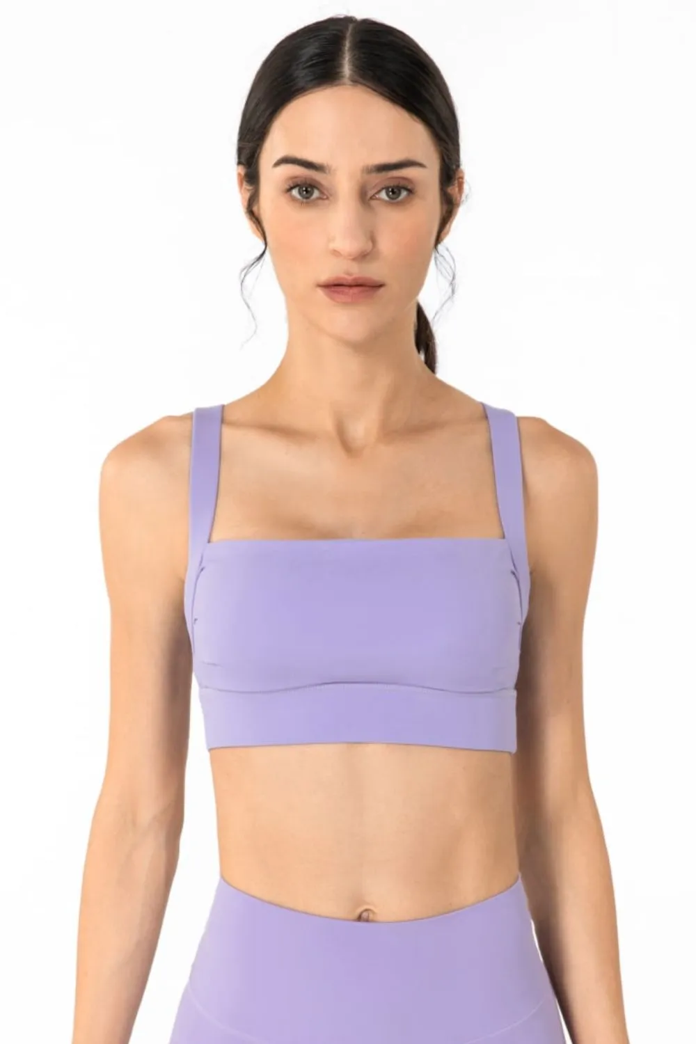 Backless Crop Top and Yoga Top Women's Open Back Pleated Detail Sports Bra KESLEY