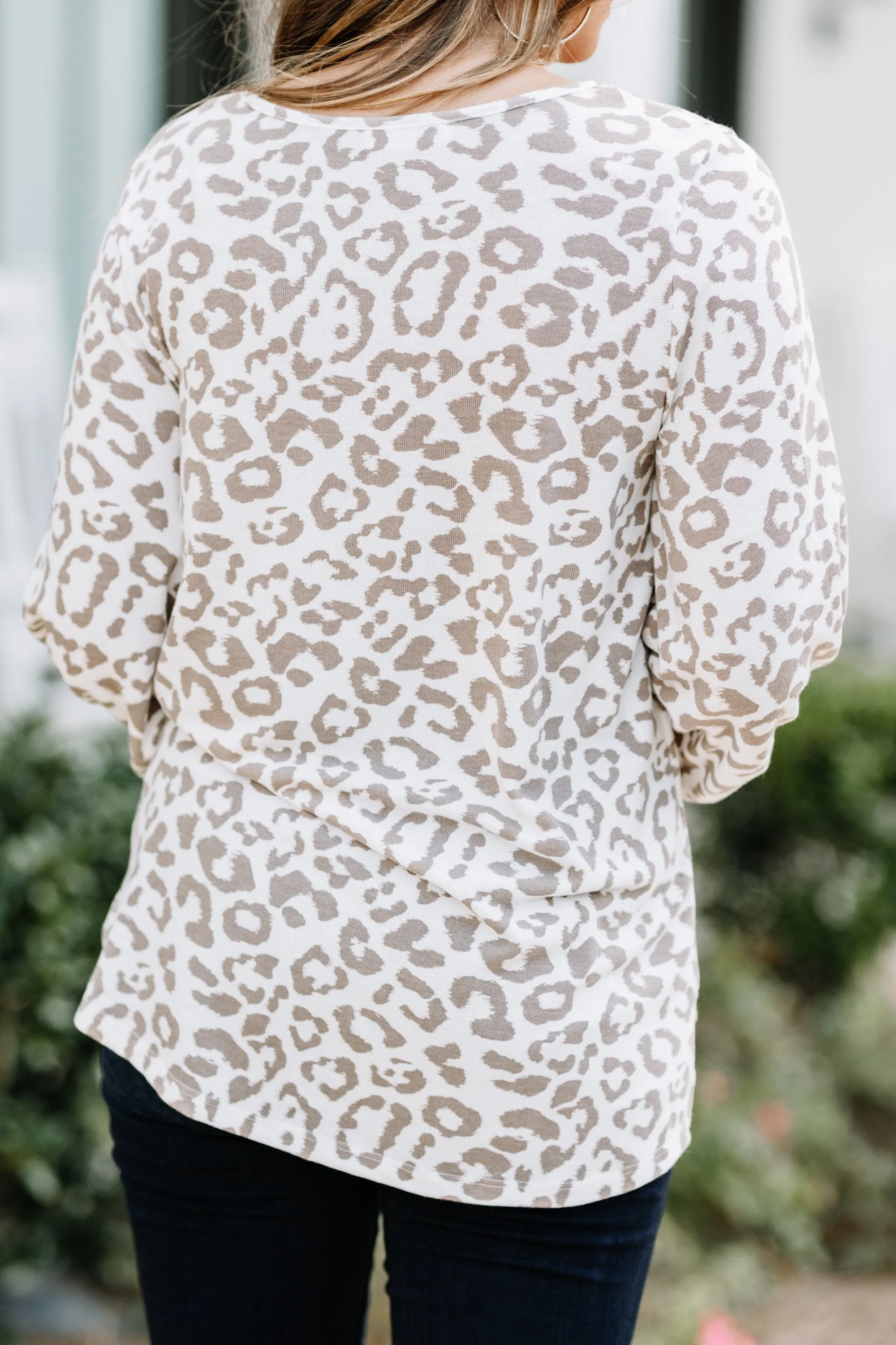 Before You Go Cream White Leopard Top