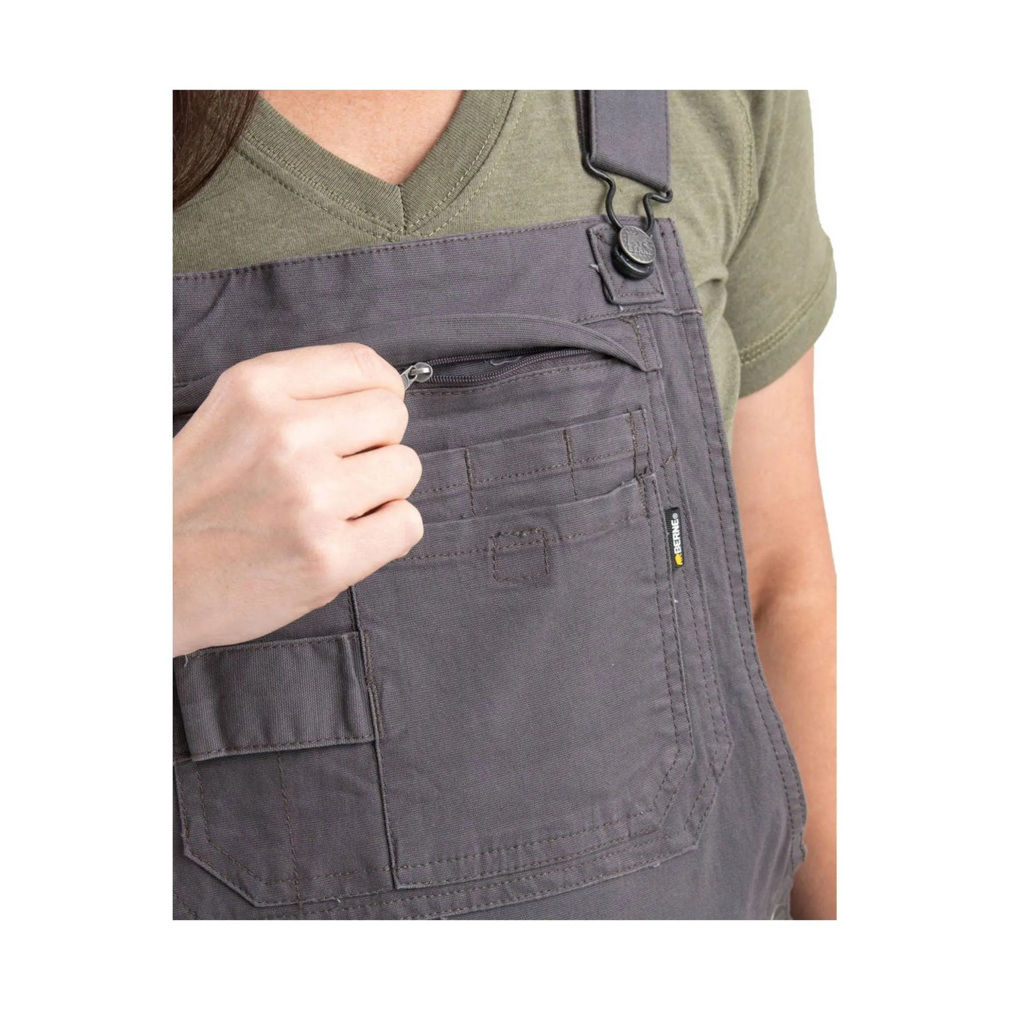 Berne Women's Unlined Stretch Duck Bib Overalls - Titanium