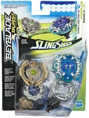 Beyblade Burst Turbo Slingshock Engaard E4 & Stone-X Quetziko Q4 Dual Pack