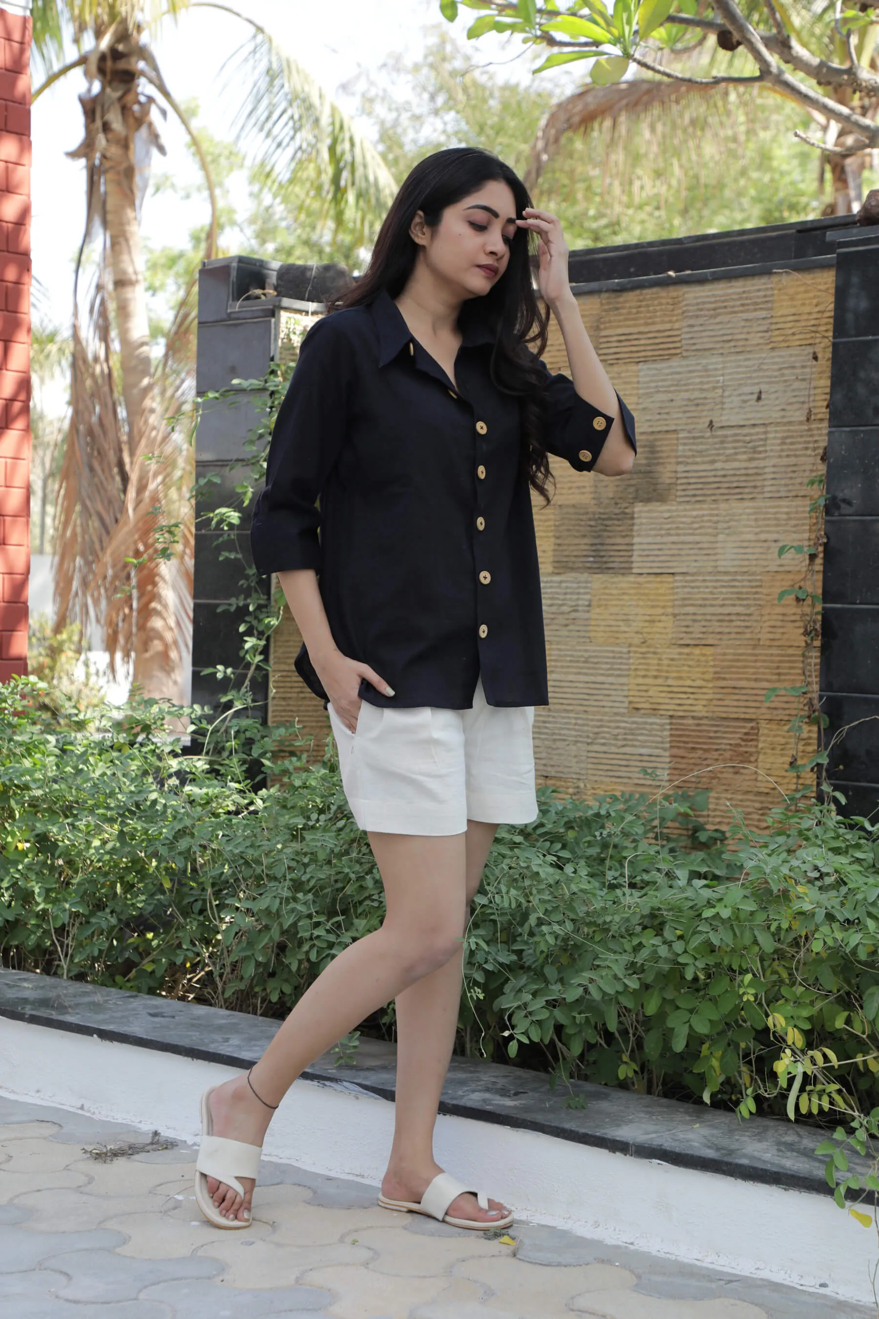 Black Kala Cotton Shirt for Women