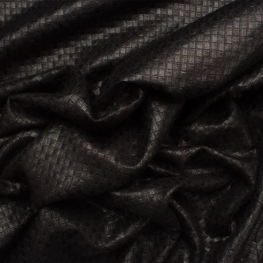 Black Woven Laminated Cloqué