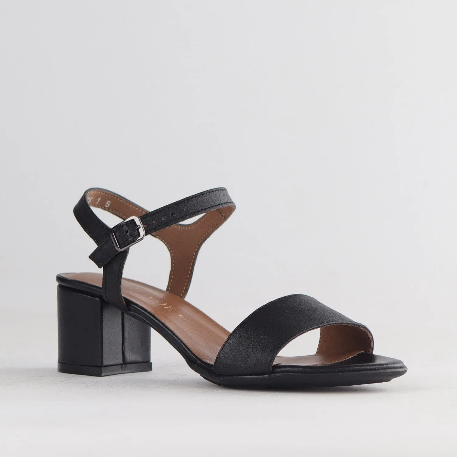 Block Heel Sandal in Black - 12817