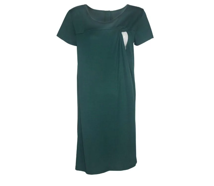 Bottle Green Maternity and Nursing Dress