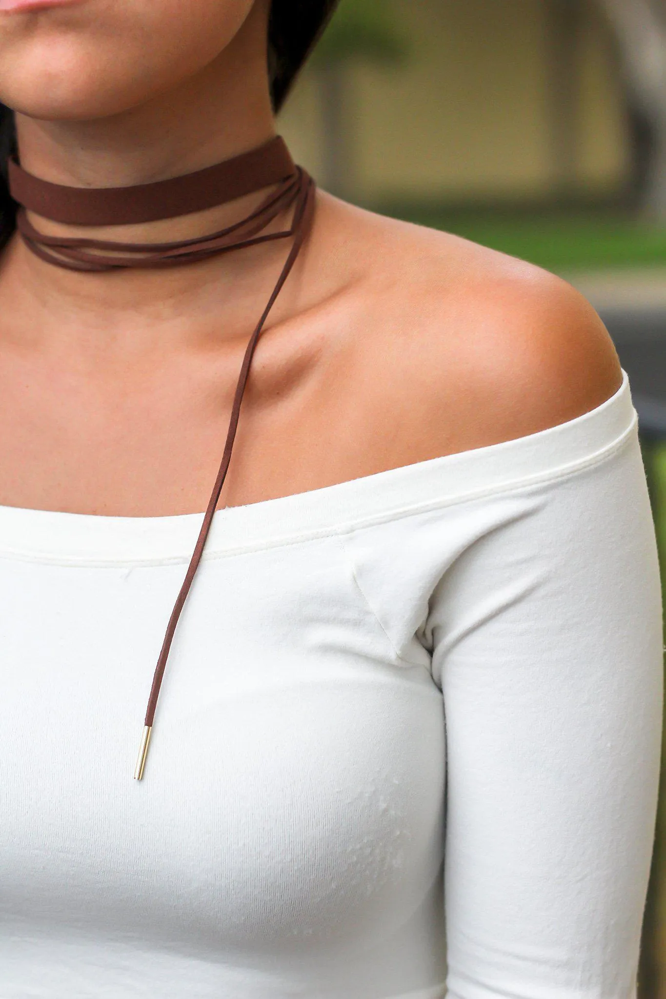 Brown Suede Choker and Wrap Set