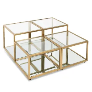 Calibre Set of 4 - C100cm Glass Coffee Table - Brushed Gold Base CF2585-BS