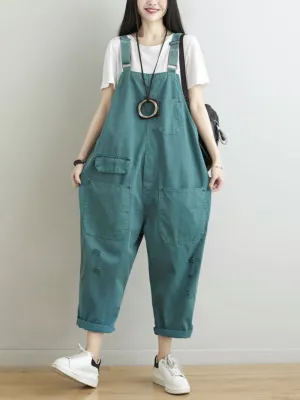 Call Me Crazy Cotton Cropped Overall Dungarees