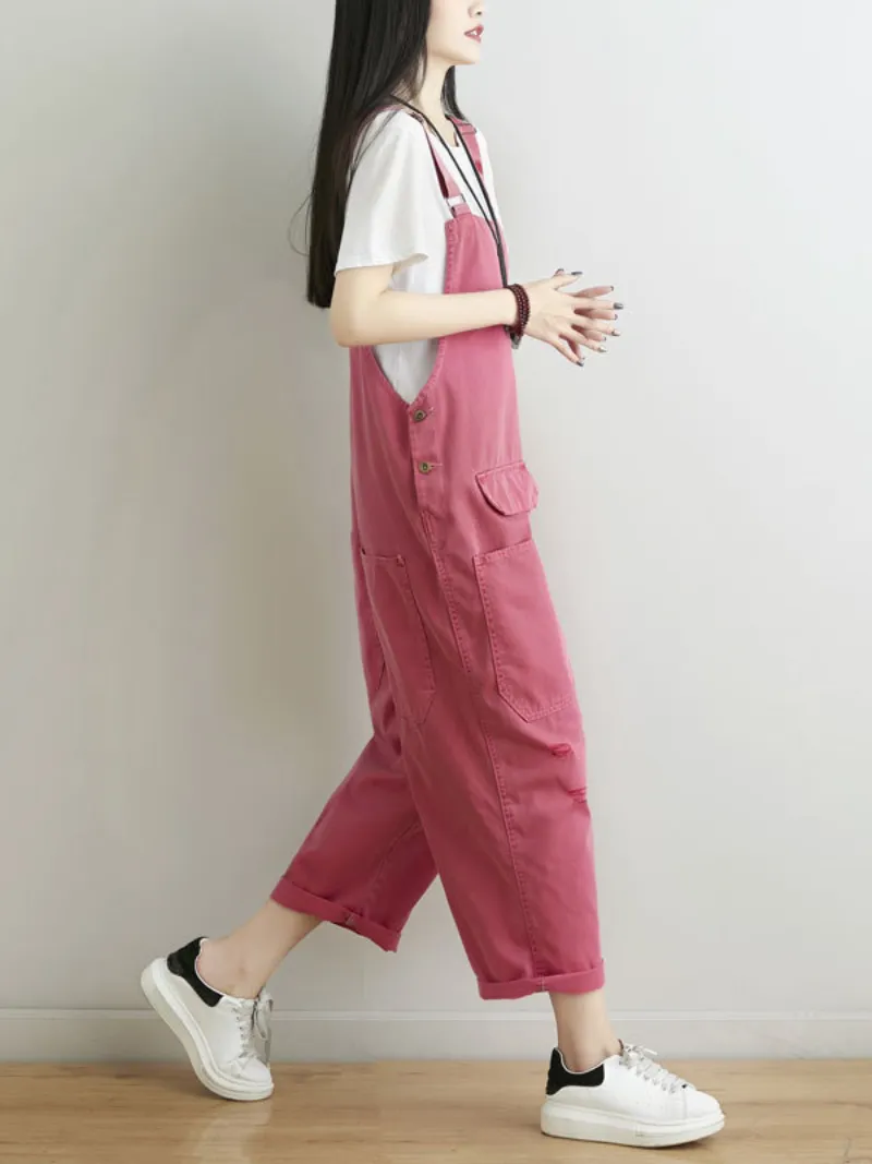 Call Me Crazy Cotton Cropped Overall Dungarees