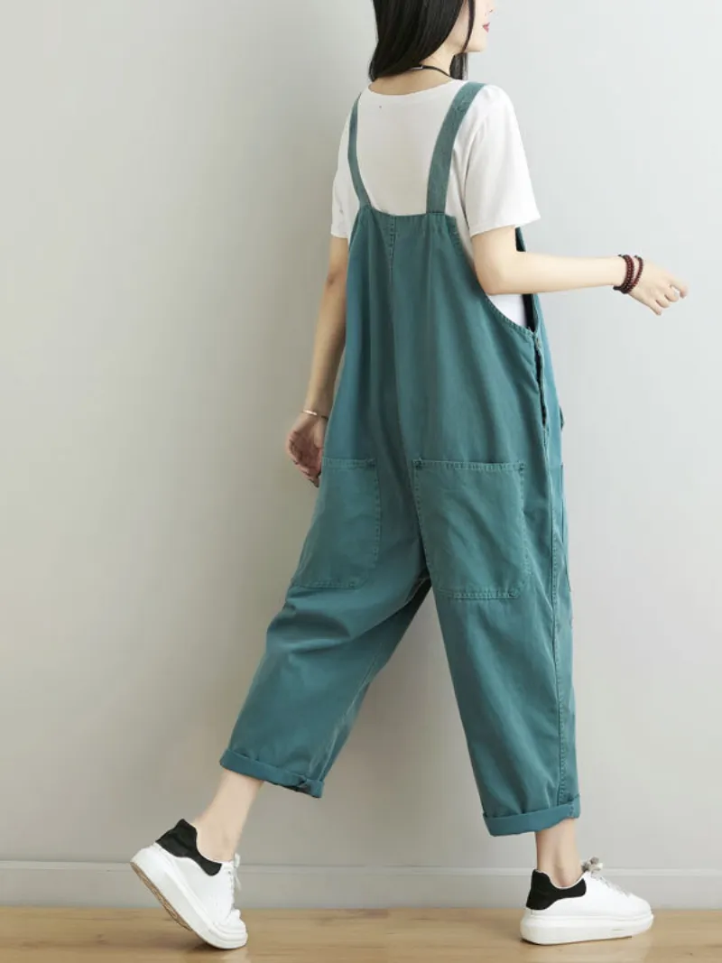 Call Me Crazy Cotton Cropped Overall Dungarees