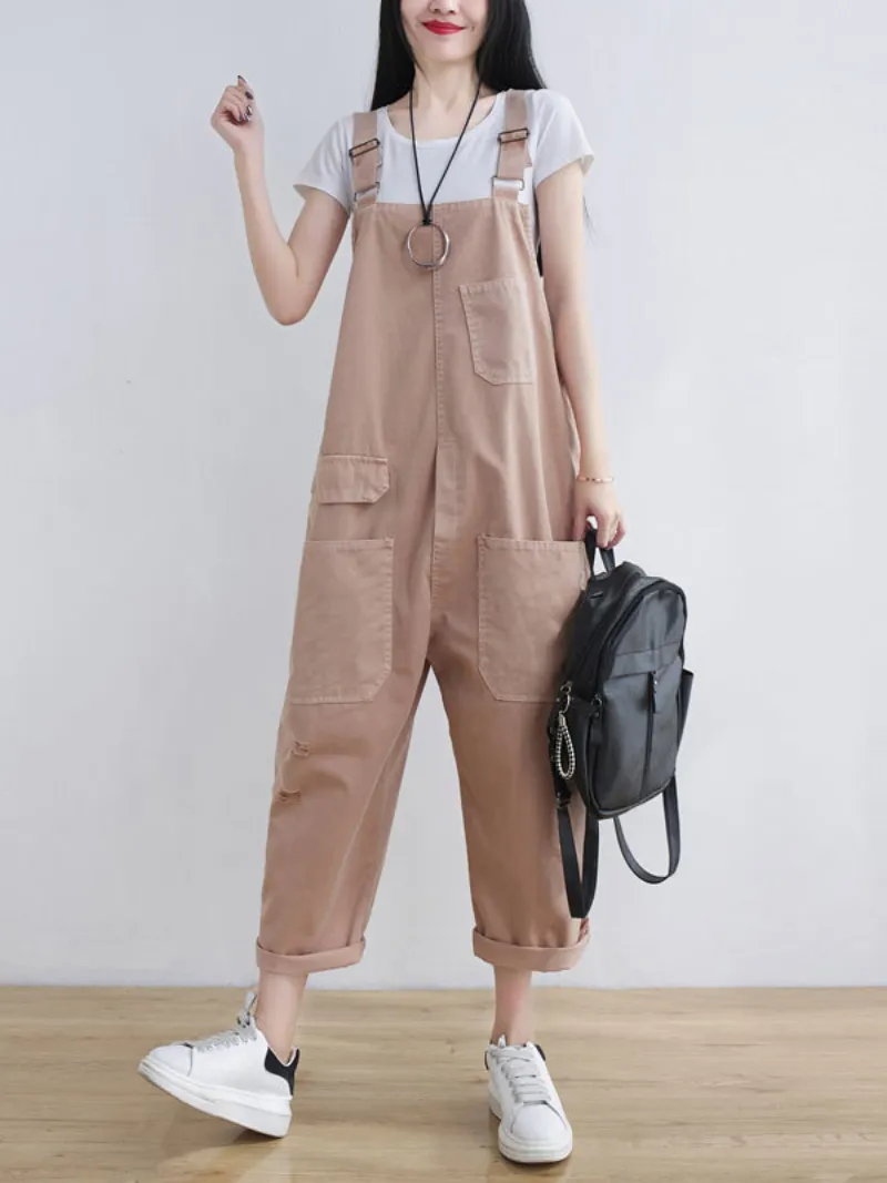 Call Me Crazy Cotton Cropped Overall Dungarees