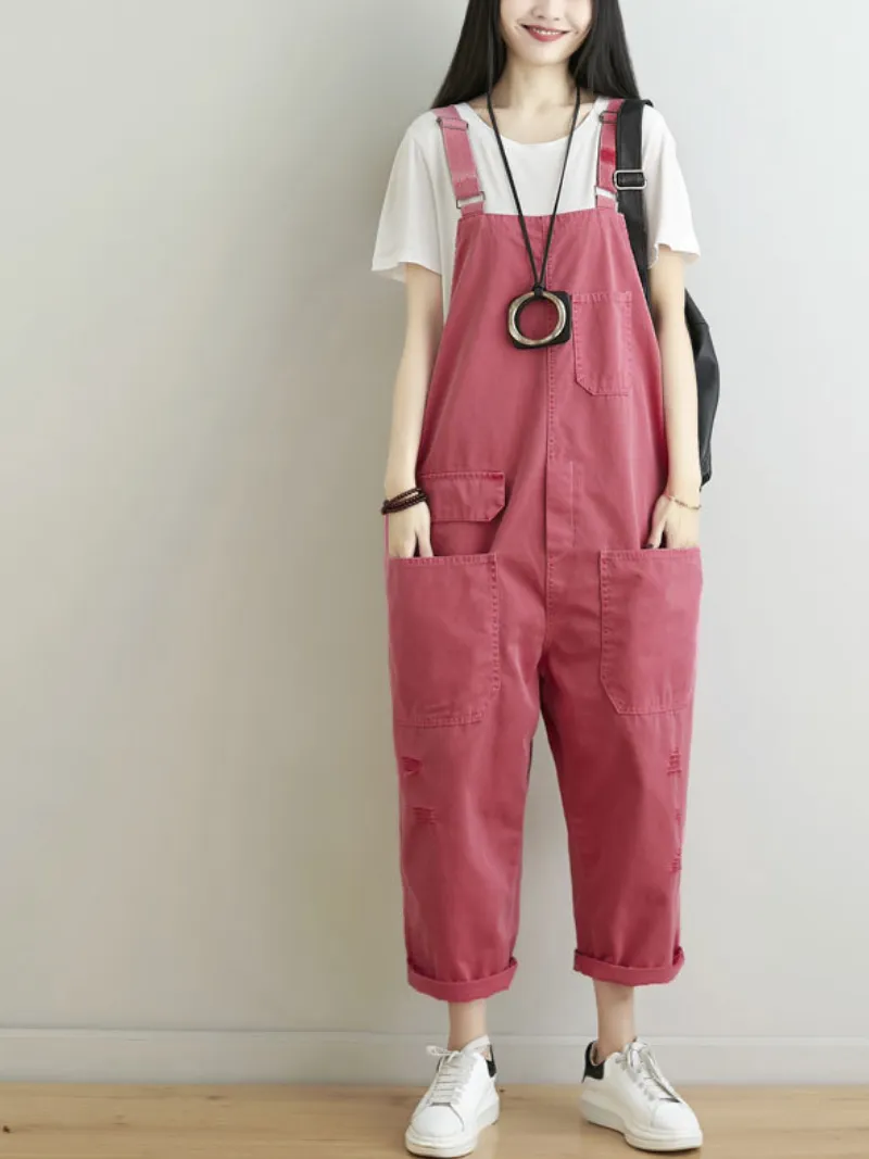 Call Me Crazy Cotton Cropped Overall Dungarees