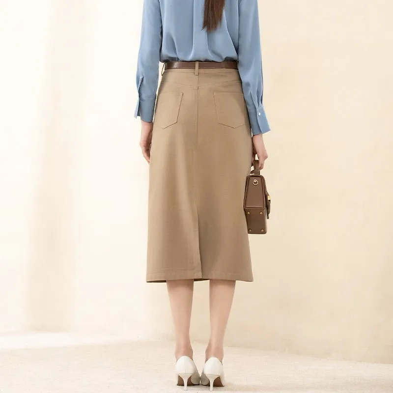 Camel A-line Midi Skirts