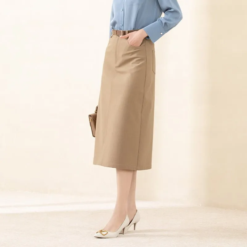 Camel A-line Midi Skirts