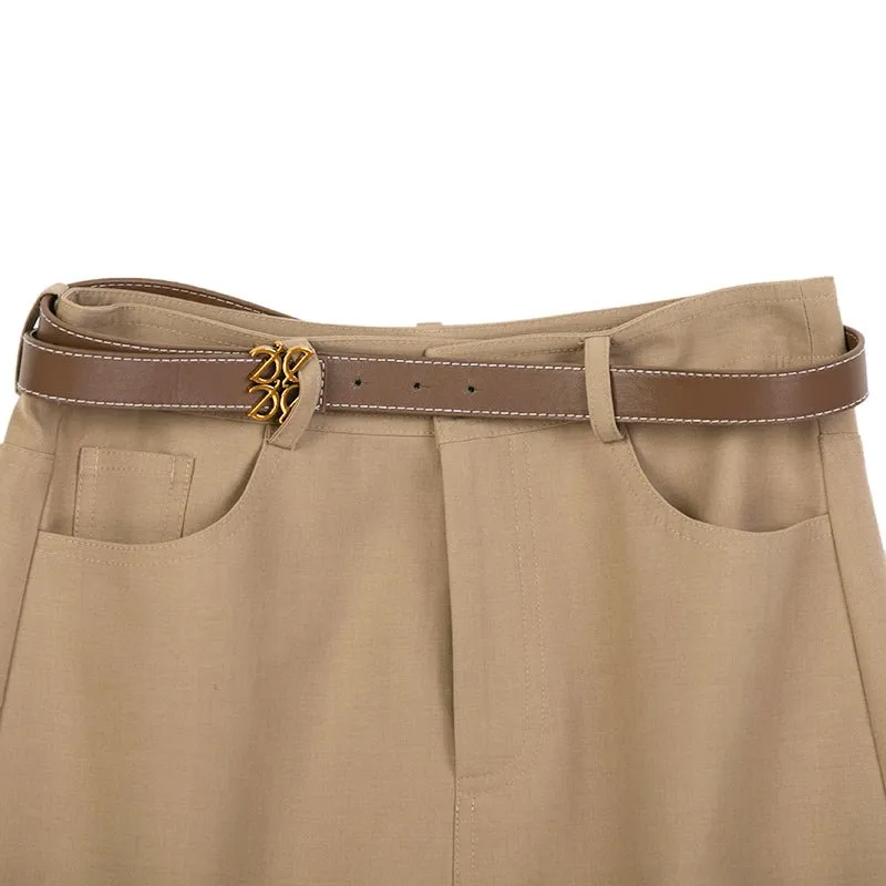 Camel A-line Midi Skirts