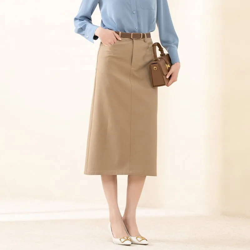 Camel A-line Midi Skirts