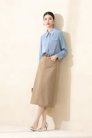 Camel A-line Midi Skirts