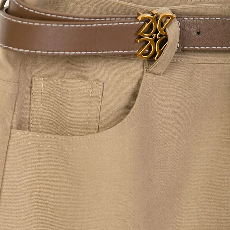 Camel A-line Midi Skirts