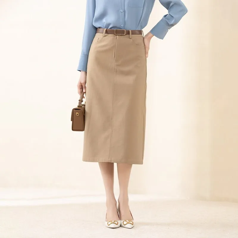 Camel A-line Midi Skirts