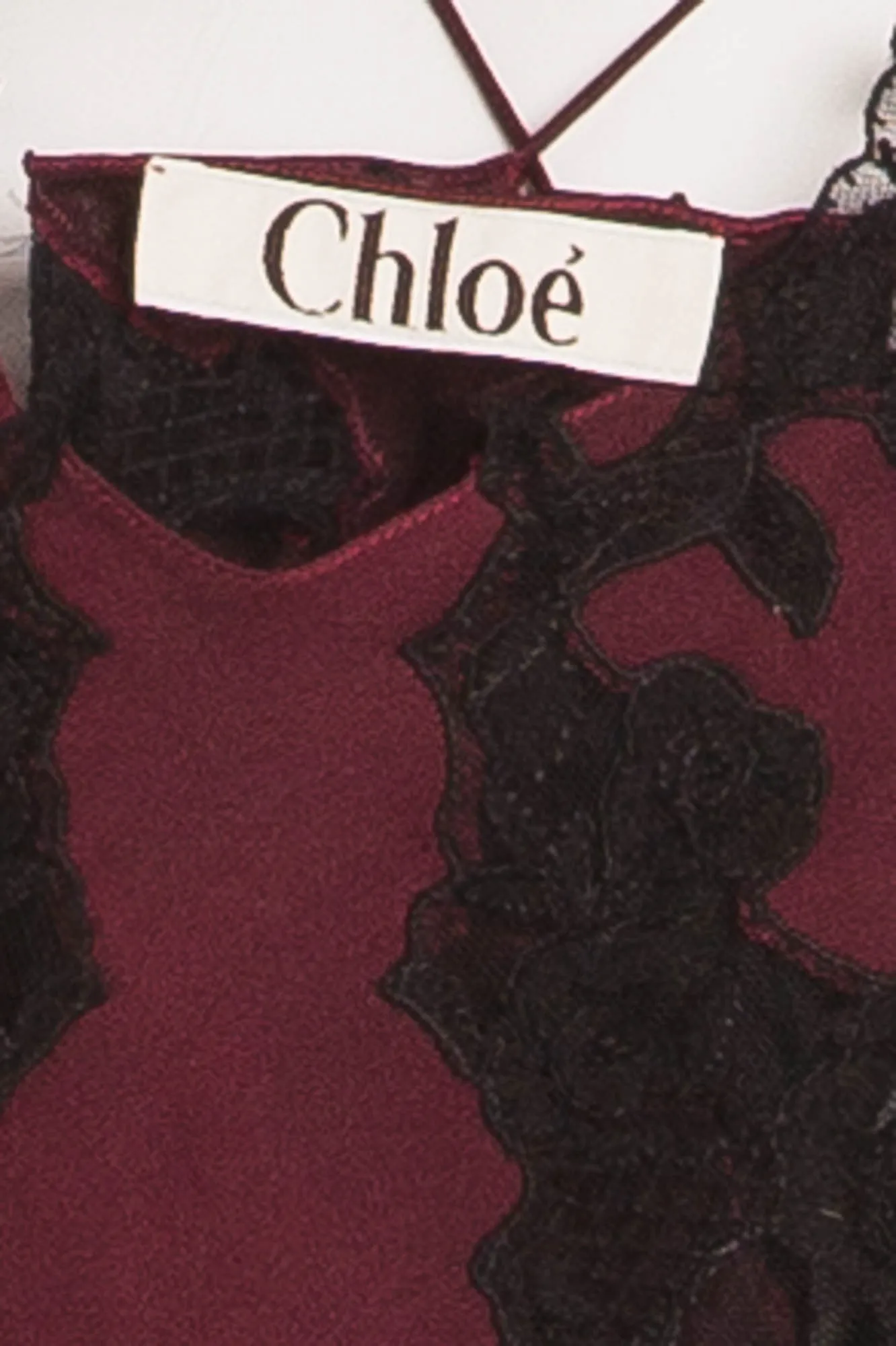 Chloe - Burgundy and Black Silk and Lace Tank Top - FR 38