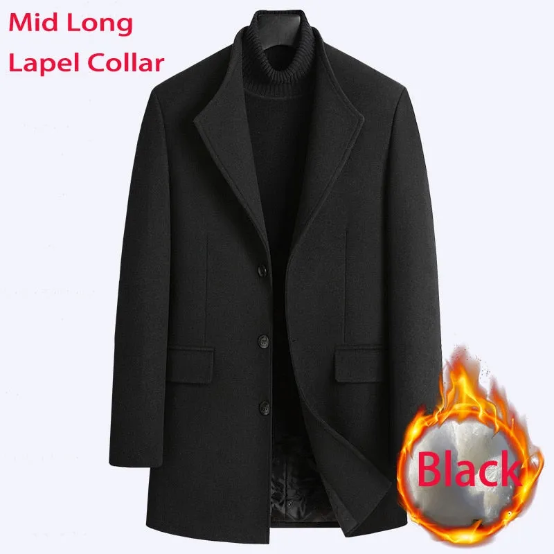 Coat Male Winter Brand Men's Cashmere Coat Slim Fit