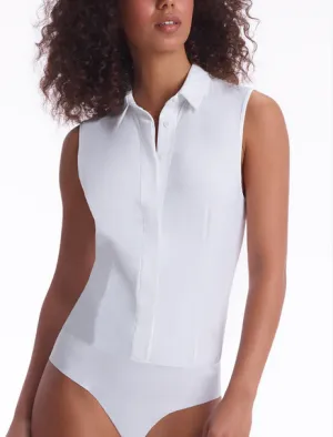 Commando Classic Sleevelesss Button Up Bodysuit White