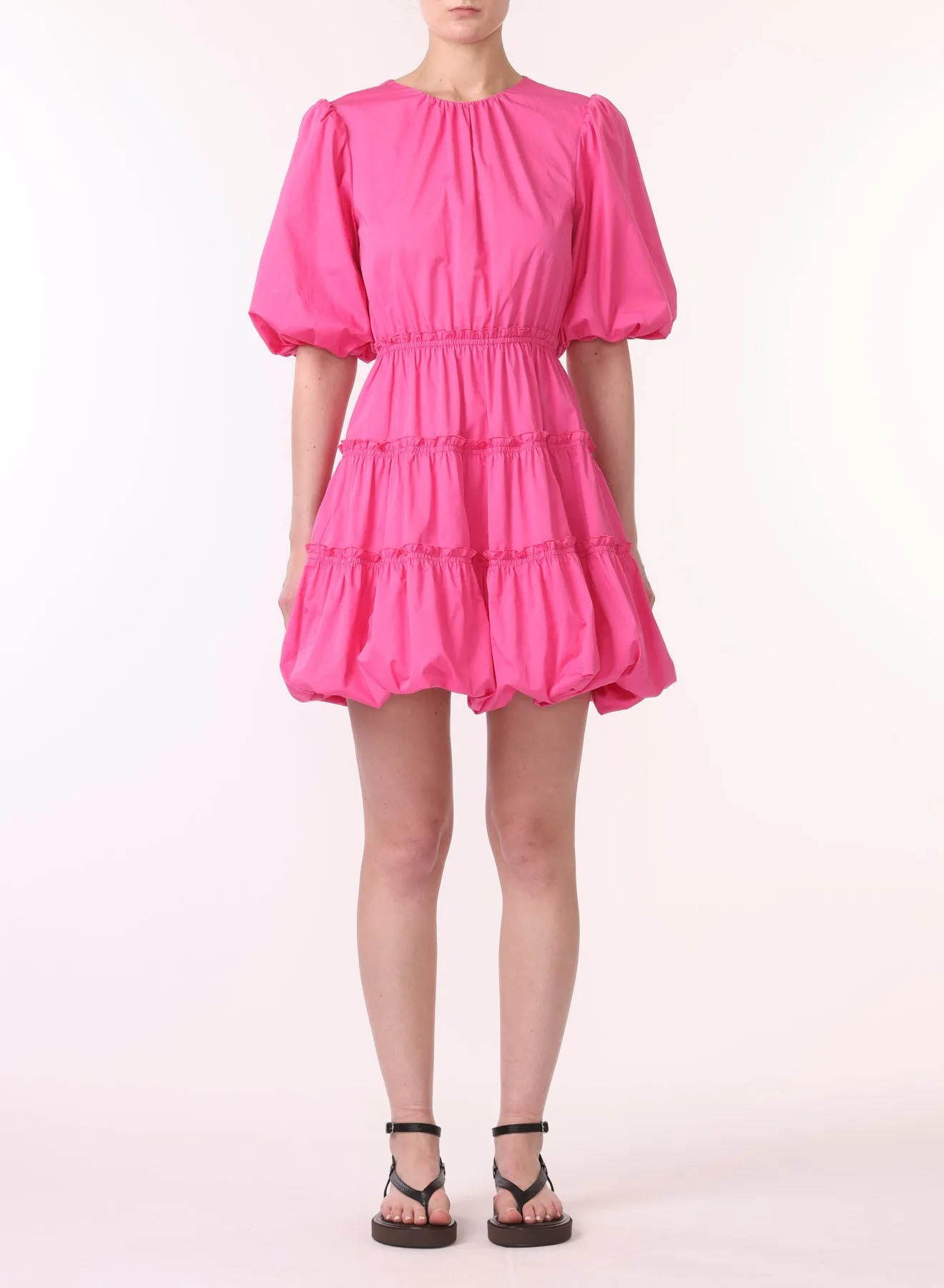 COTTON POPLIN BALLOON SLEEVE DRESS