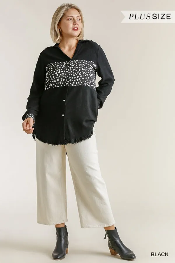 Dalmatian Button Down Frayed Shirt