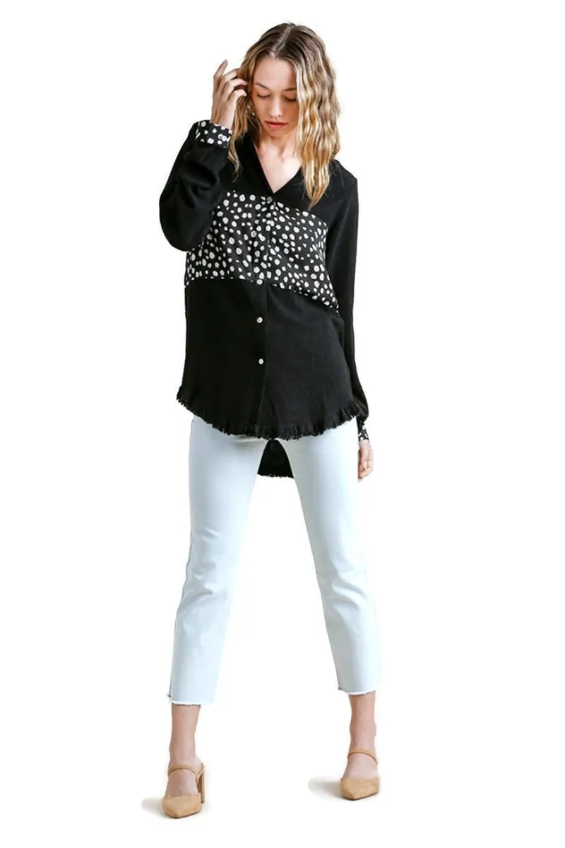 Dalmatian Button Down Frayed Shirt