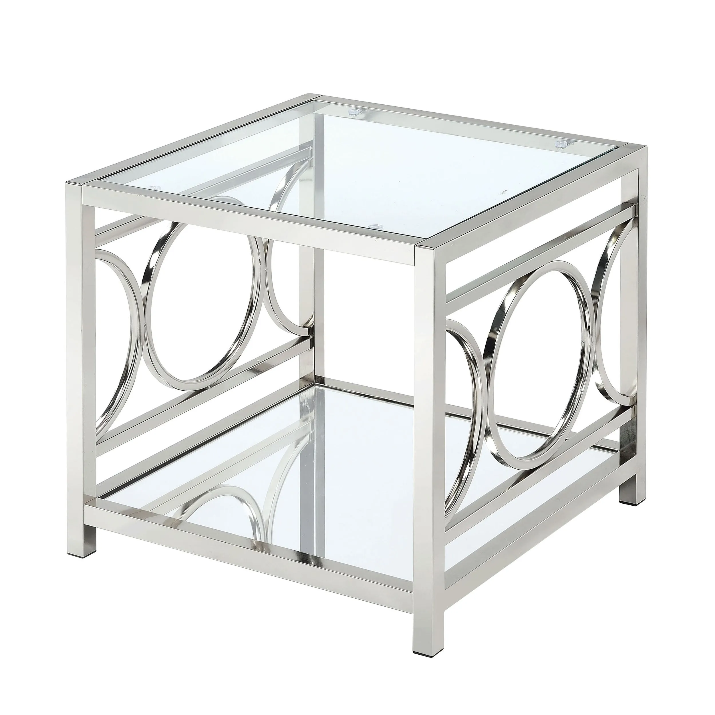 Diaz Glam 2-Piece Glass Rectangle Coffee Table Set with 1-Shelf