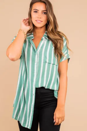 Do What You Love Sage Green Striped Tunic