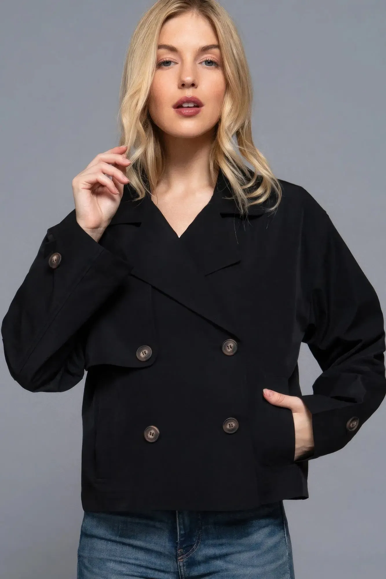 Double Breasted Short Women's Trench Jacket