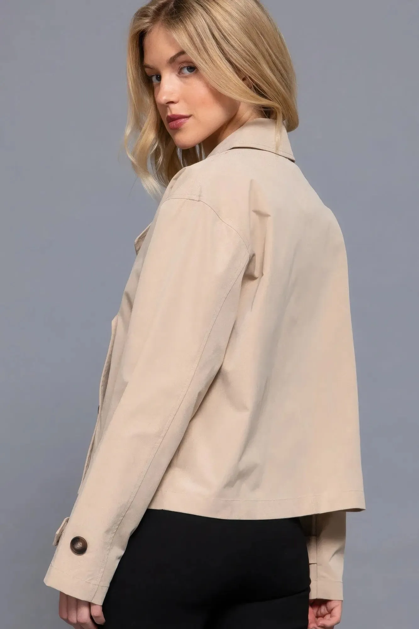 Double Breasted Short Women's Trench Jacket